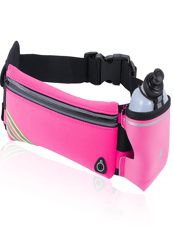 MOVOYEE Running Belt Bag with Water Bottle,Waterproof Fanny Pack for Women Men,Waist Bag Fit Hiking Cycling Walking Workout Jogging Runners Pouch Phone iPhone 17 16 15 14 13 12 11 Pro Max Xs 16e Xr Plus Pink - Image 1