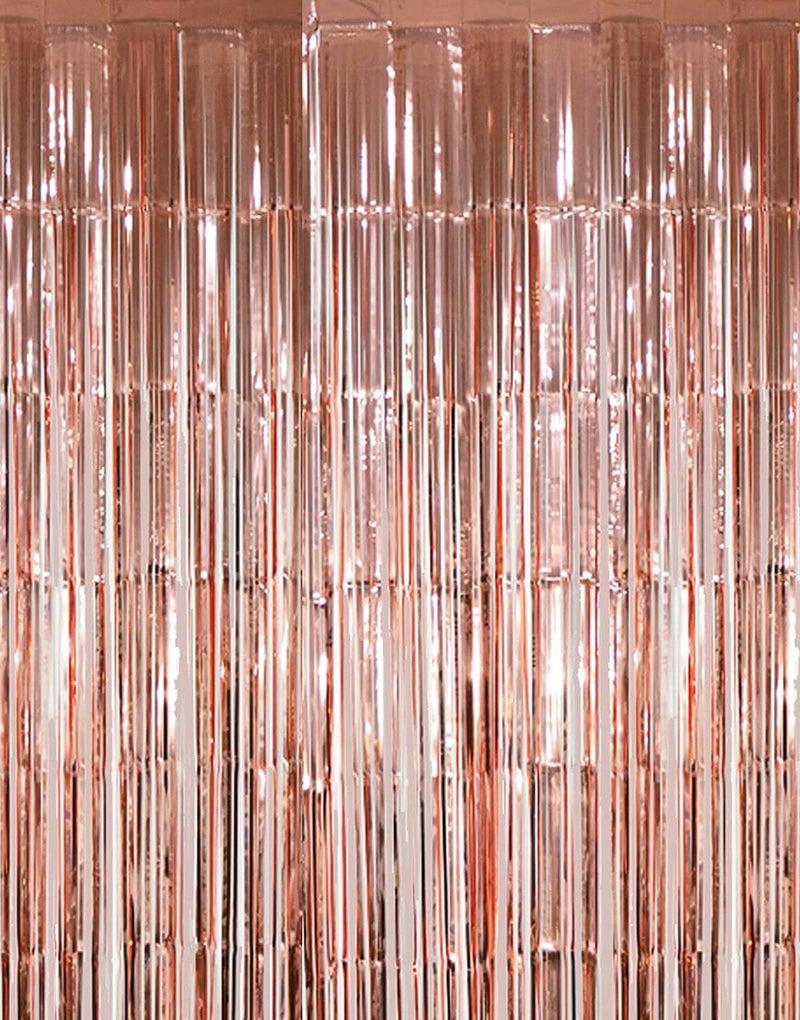 flavouredlove Foil Fringe Curtain(s) 3x6 Feet for Birthday, Anniversaries, Graduation, Retirement, Baby Shower Decoration (Pack of 1, Rose Gold) - Image 1