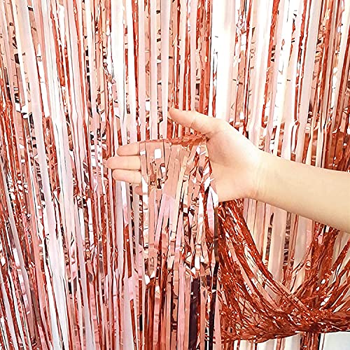 flavouredlove Foil Fringe Curtain(s) 3x6 Feet for Birthday, Anniversaries, Graduation, Retirement, Baby Shower Decoration (Pack of 1, Rose Gold) - Image 2