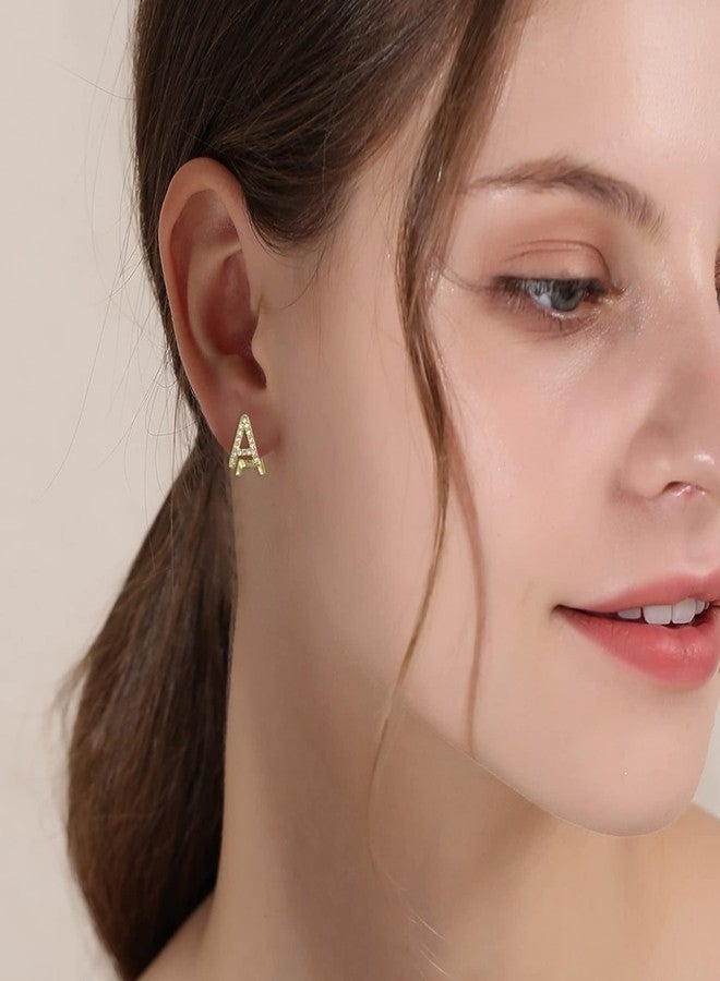 FANZE 925 Sterling Sliver Cubic Zircon Letter Initial Hoop Earrings for Women Gold Dainty Trendy Jewelry for Birthday Christmas Valentines Mothers Day - Image 2