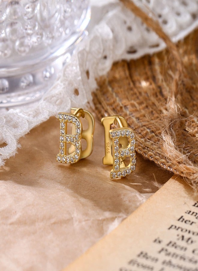 FANZE 925 Sterling Sliver Cubic Zircon Letter Initial Hoop Earrings for Women Gold Dainty Trendy Jewelry for Birthday Christmas Valentines Mothers Day - Image 4