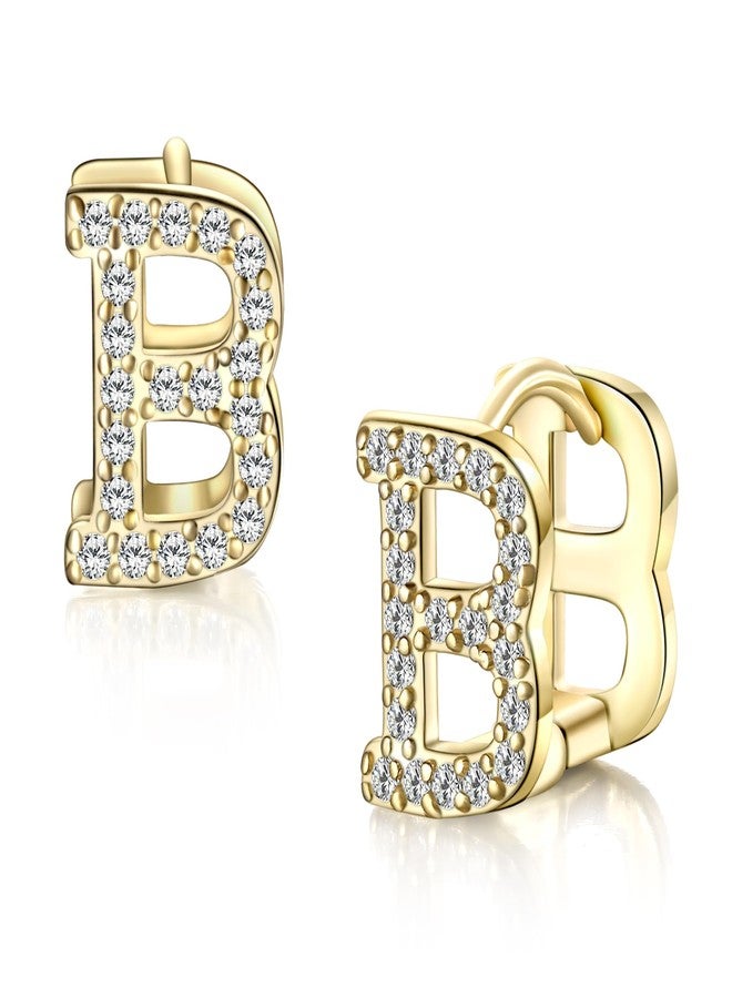 FANZE 925 Sterling Sliver Cubic Zircon Letter Initial Hoop Earrings for Women Gold Dainty Trendy Jewelry for Birthday Christmas Valentines Mothers Day - Image 1