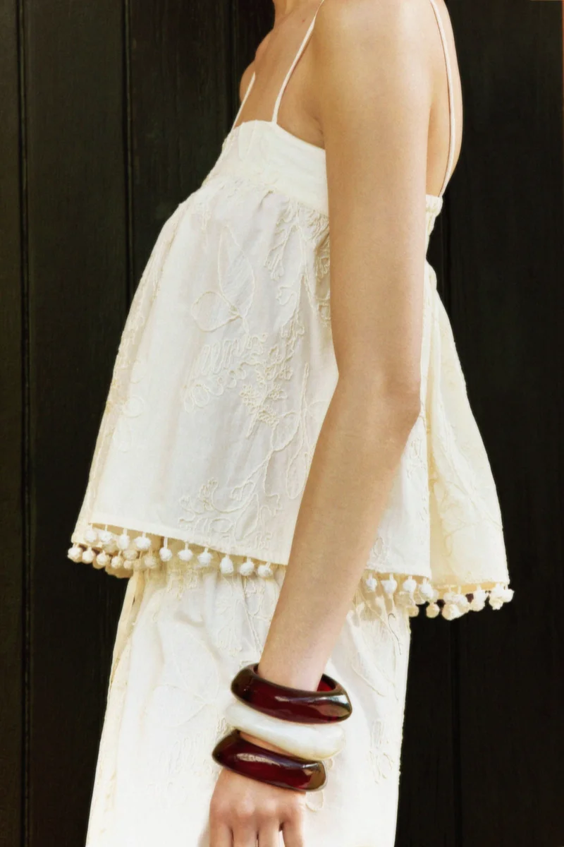 H&M Embroidered drawstring trousers