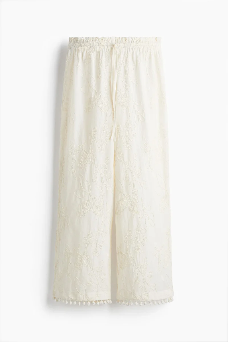 H&M Embroidered drawstring trousers
