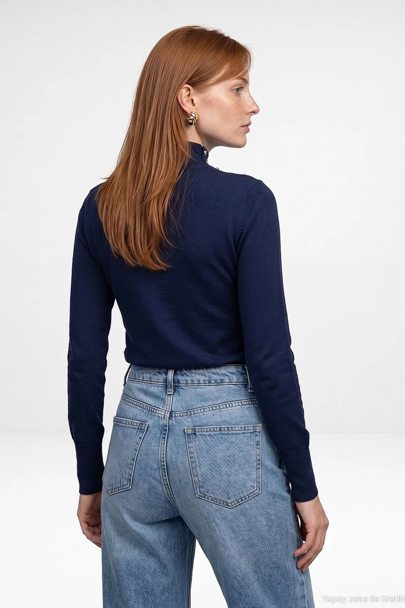 Dilvin Navy Blue DILVIN Women's Knit Sweater for Women | Best Price UAE