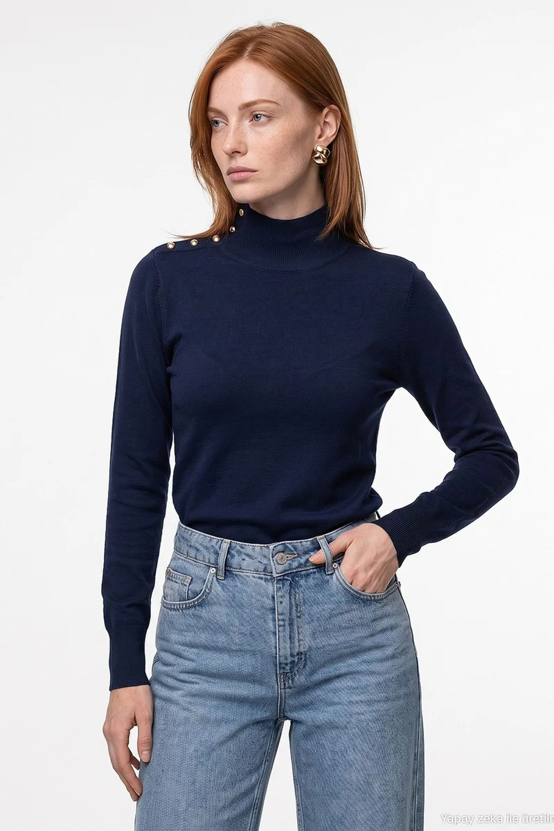 Dilvin Navy Blue DILVIN Women's Knit Sweater for Women | Best Price UAE