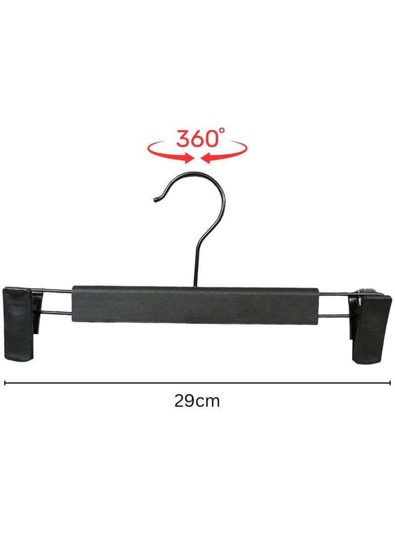 ORTUK 24pcs Pant hangers with Clips, Non Slip Adjustable Clothes Clips Hangers, Space Saving Plastic Skirts, Shorts Hangers, 360° Rotating Swivel Hook Trouser Hanger for Baby, Kids, Adult, Men Women Closet 29cm - Image 3