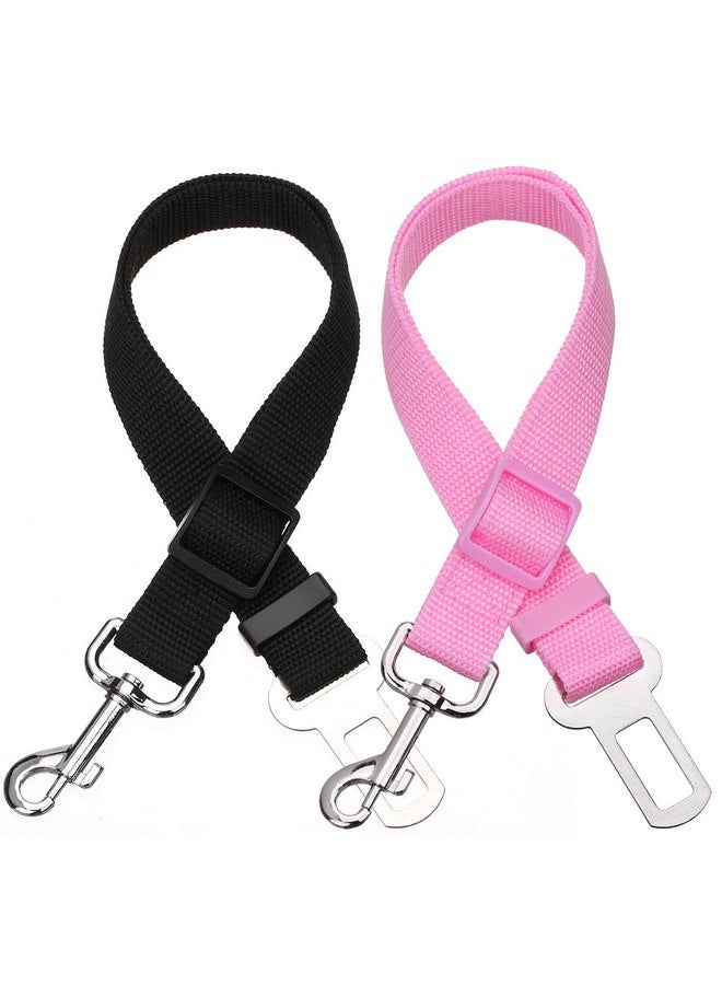 Elisel Elisel 2 Packs Adjustable Length Pet Dog Cat car seat Belt Pet seat Belt Pet Accessories for Dogs Cats and Pets (Black Pink) - Image 1