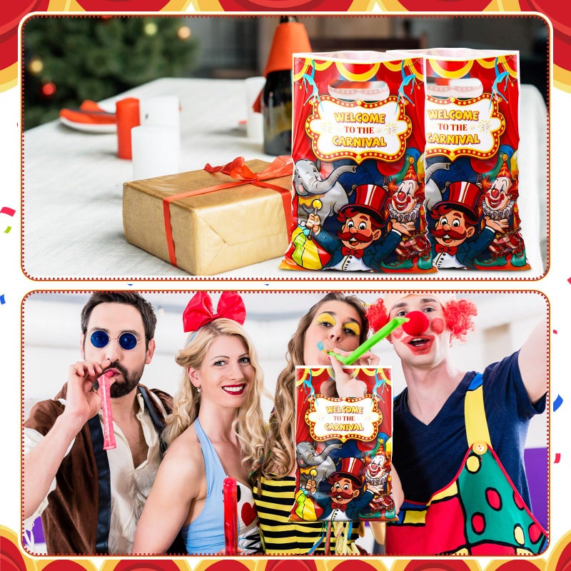 Panelee 50 Pcs Welcome to the Carnival Gift Bags with Handle Circus Tent Plastic Carnival Circus Goody Treat Candy Gift Bags for Event Home School Office Party Supplies Decoration - Image 3
