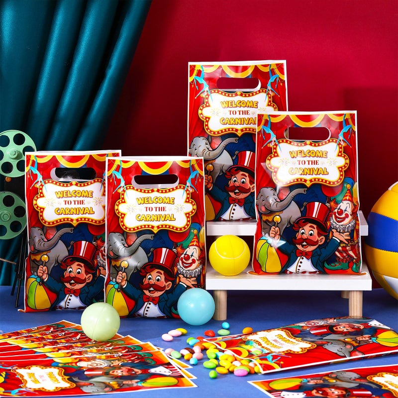 Panelee 50 Pcs Welcome to the Carnival Gift Bags with Handle Circus Tent Plastic Carnival Circus Goody Treat Candy Gift Bags for Event Home School Office Party Supplies Decoration - Image 5