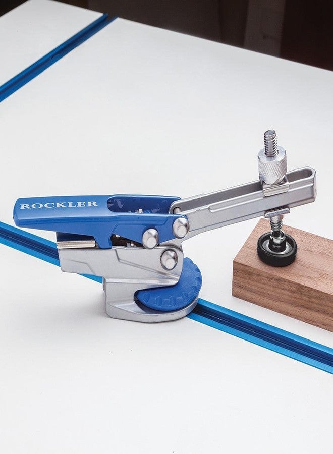 Rockler Auto-Lock T-Track Hold Down Clamp - Adjustable Clamps for Woodworking w/Set Screw - T Tracks Woodworking Hold Down Clamps Pivots 3600 to Minimize Obstructions - Heavy-Duty Metal T-Track Stop - Image 3