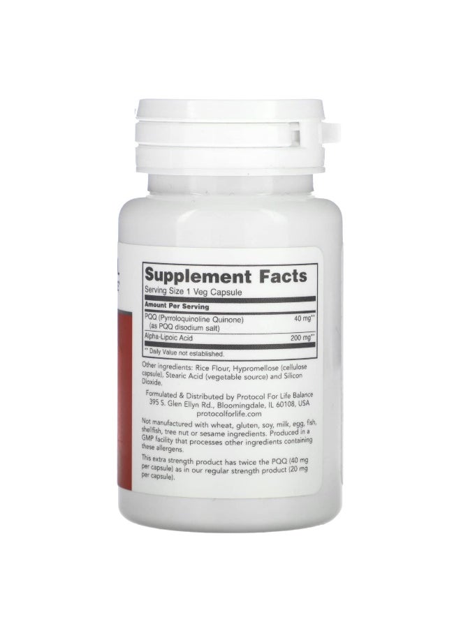 Protocol For Life Balance - Protocol for Life Balance, PQQ, Extra Strength, 40 mg, 50 Veg Capsules - Image 1