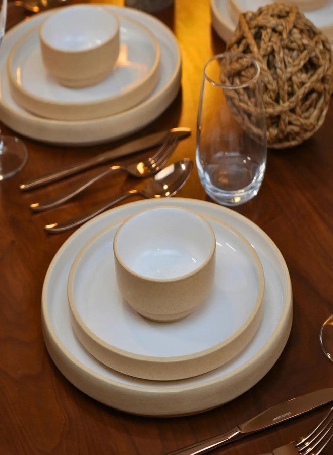 BLACKCARROT Ceramic Bowl Set of 6 | Microwave & Dishwasher Safe | Pattern : Beige & White | Ideal for Snacks, Soup, Rice, Dal, Curries, Sabji - Image 3