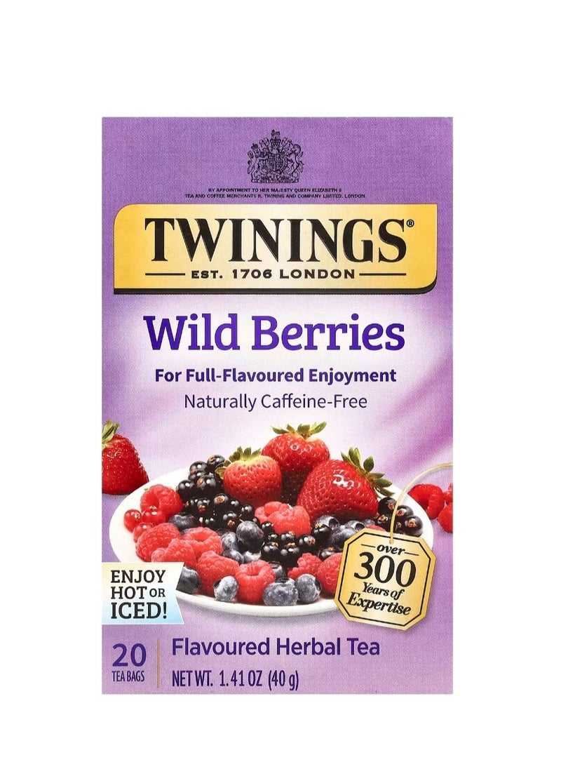Twinings Flavored Herbal Tea Wild Berries Caffeine Free 20 Tea Bags 1.41 oz (40 g)  - Image 1