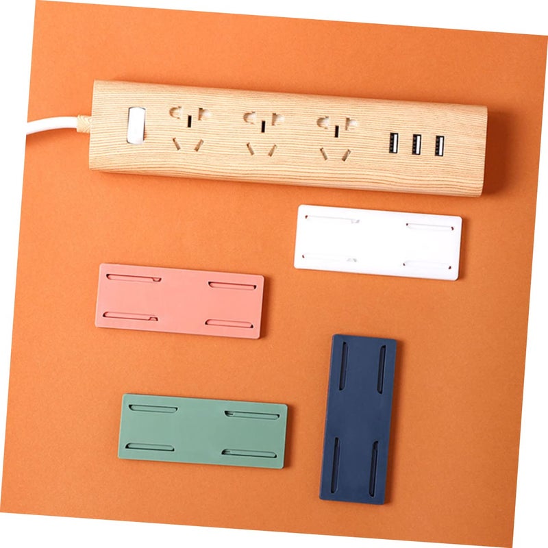 4Pcs Adhesive Socket Holder Organizer Wall Desk Mount Power Strip Fixer Black - Image 4