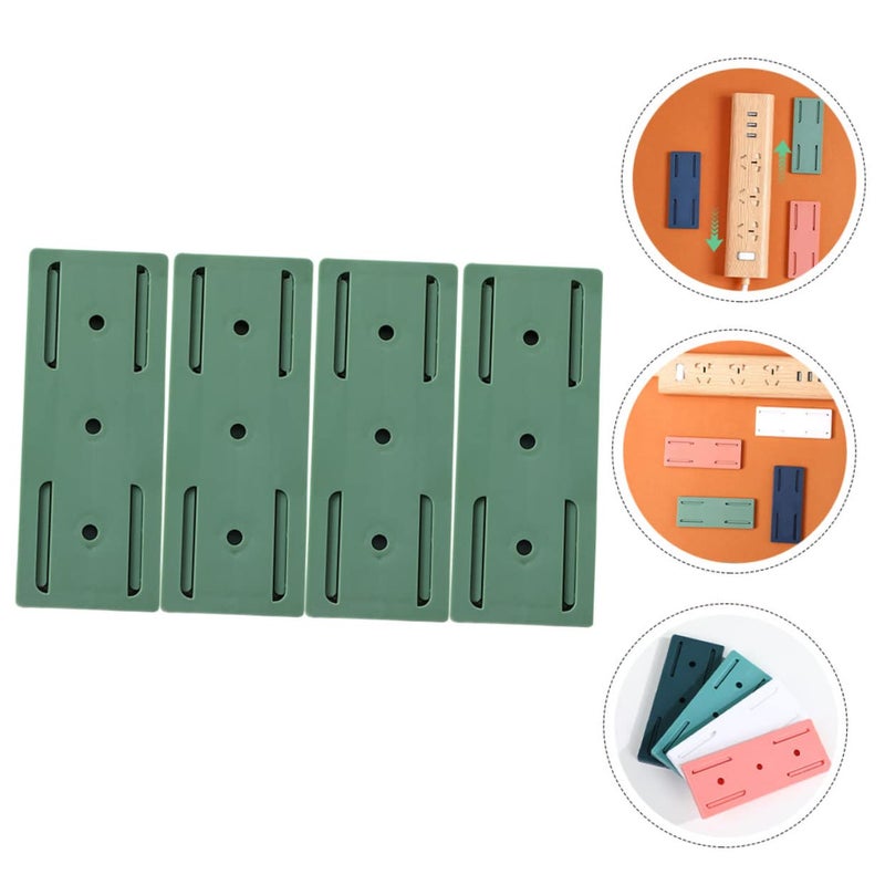 4Pcs Adhesive Socket Holder Organizer Wall Desk Mount Power Strip Fixer Black - Image 5
