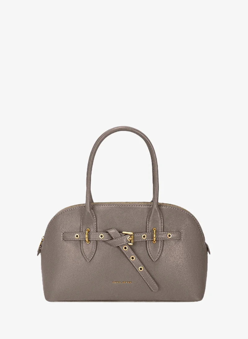 David Jones Classic top handle purse model cm7805- Vintage leather bag with adjustable extra strap- trapeze style faux vegan leather formal and semi formal bag
