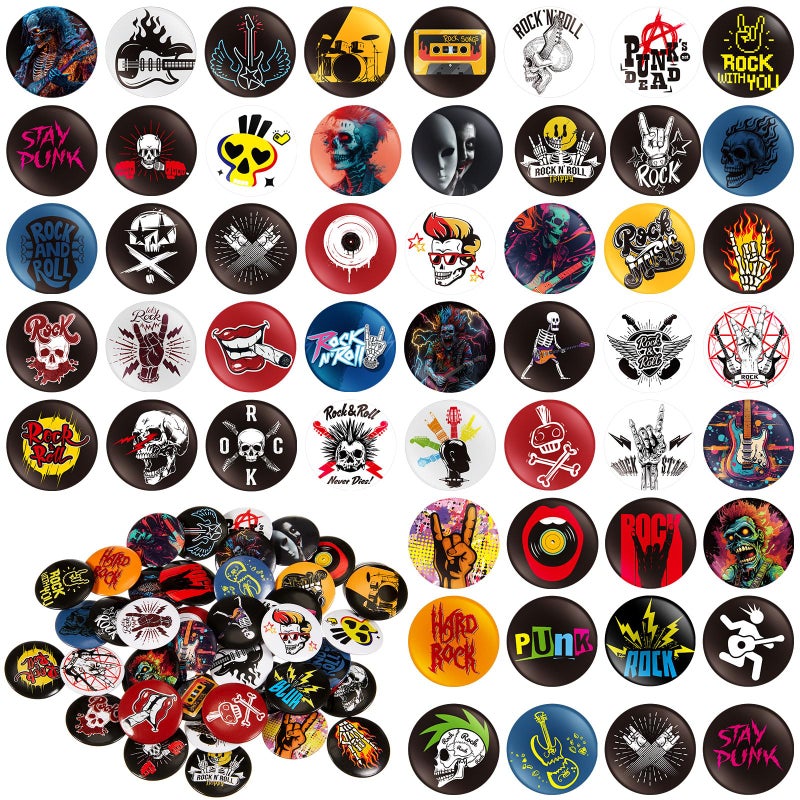 Kigeli 100 Pcs Punk Buttons Pins 1 Inches 25 mm Emo Band Badge for Backpacks Bags Hats Jeans