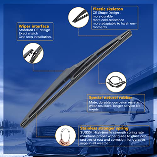 RAINTOK Windshield Wiper Blade Set Replacement for Toyota Rav4 2006-2012 Original Equipment Replacement Front Wiper Blades-24"/17"/12" (Set of 3) U/J Hook - Image 5