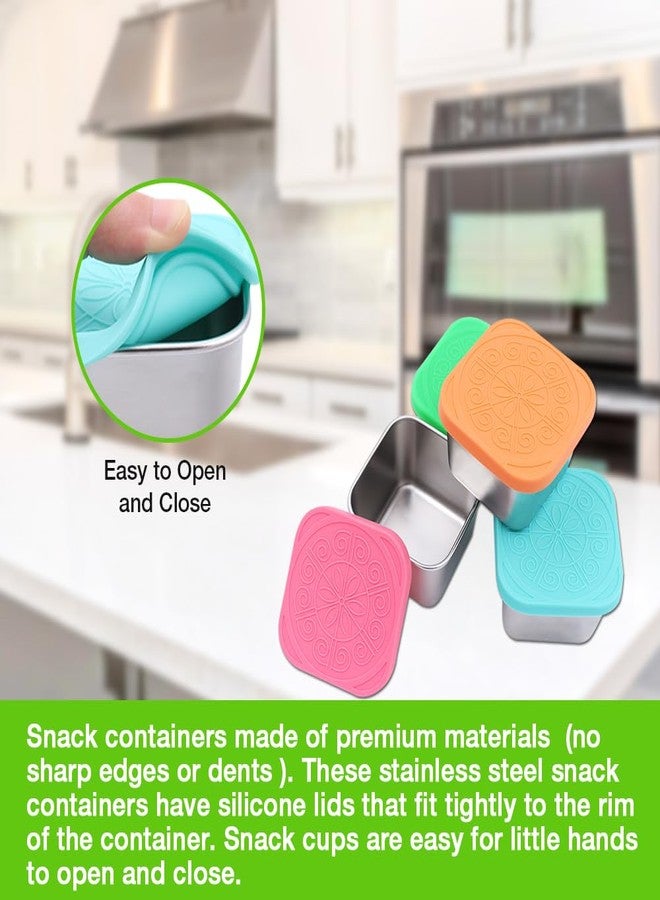 Goalfly Small Stainless Steel Snack Containers 6oz, 4 Pack Metal Food Storage Containers with Silicone Lids, Lunch Box for Sauce, Nuts, Fruits - Image 4