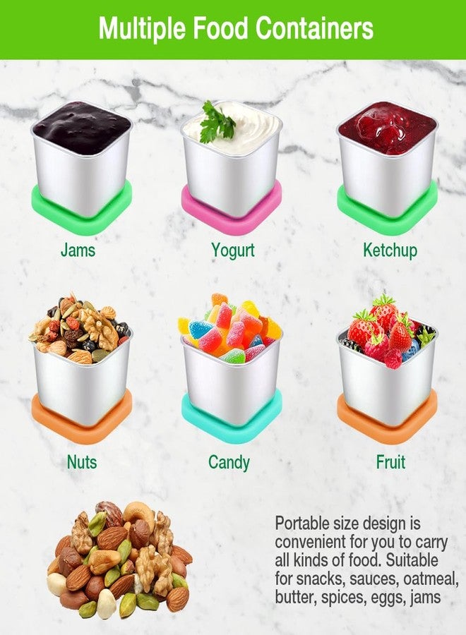 Goalfly Small Stainless Steel Snack Containers 6oz, 4 Pack Metal Food Storage Containers with Silicone Lids, Lunch Box for Sauce, Nuts, Fruits - Image 5