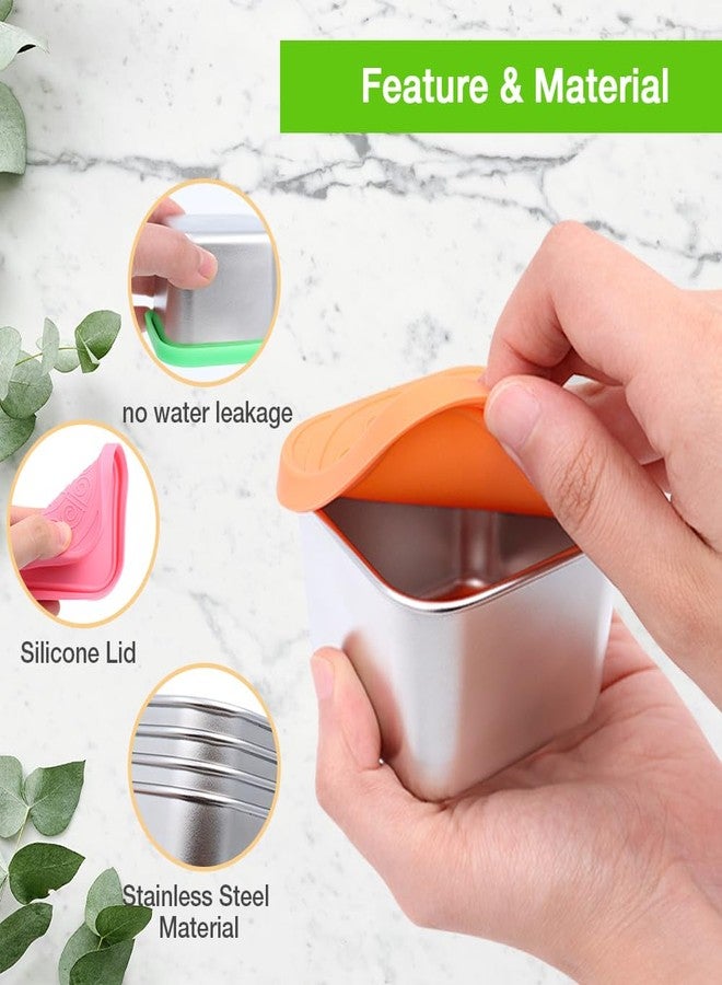 Goalfly Small Stainless Steel Snack Containers 6oz, 4 Pack Metal Food Storage Containers with Silicone Lids, Lunch Box for Sauce, Nuts, Fruits - Image 3