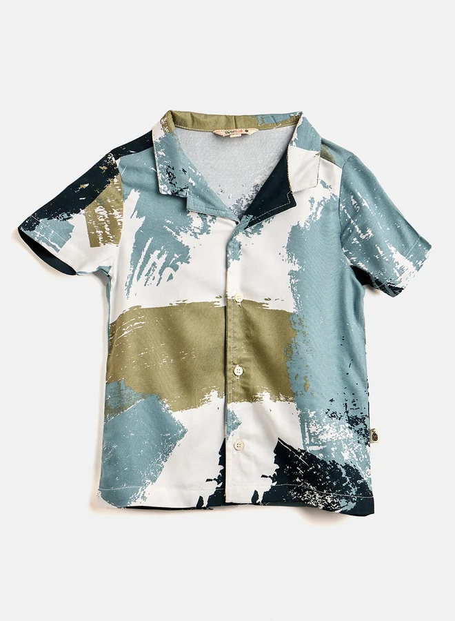 Stylo Bug Stylo Bug Printed Collar Neck Shirt and Shorts Set