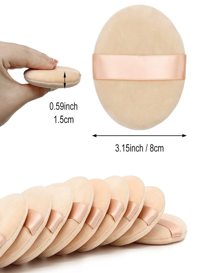 Scartink 12 Pieces Cotton Powder Puff,3.15 inch Round Portable Soft Sponge Cosmetic Puffs,Velvet Powder Puff with Ribbon Band Handle for Loose Powder Body Powder Makeup Tool - Image 3