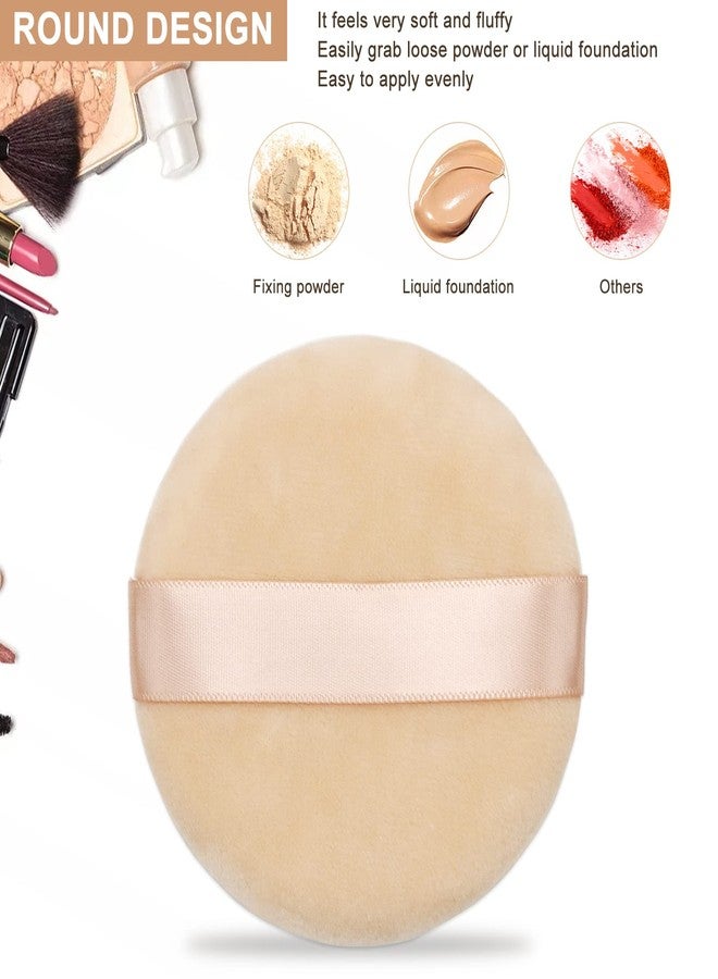 Scartink 12 Pieces Cotton Powder Puff,3.15 inch Round Portable Soft Sponge Cosmetic Puffs,Velvet Powder Puff with Ribbon Band Handle for Loose Powder Body Powder Makeup Tool - Image 2
