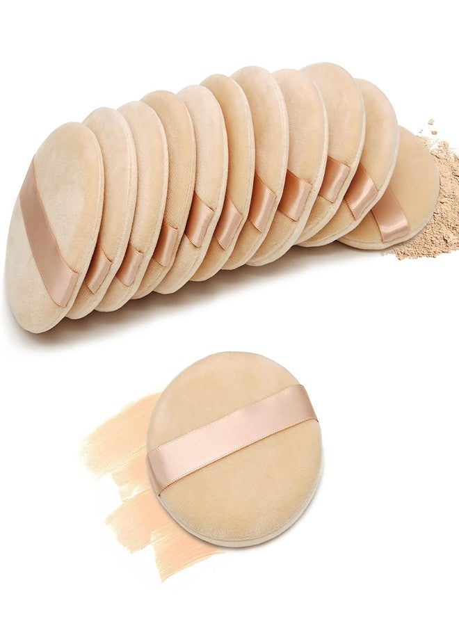Scartink 12 Pieces Cotton Powder Puff,3.15 inch Round Portable Soft Sponge Cosmetic Puffs,Velvet Powder Puff with Ribbon Band Handle for Loose Powder Body Powder Makeup Tool - Image 1