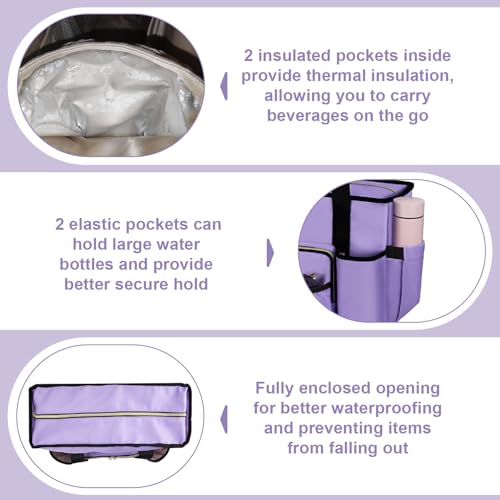 Wigojoy Nurse Bag, Work Bags with 15.6-inch Laptop Compartment, Teacher bag with Large Cup Holder, Nursing Tote Bag with Insulated Pocket for Nurses, Teachers, Students, and Professionals, Purple - Image 2