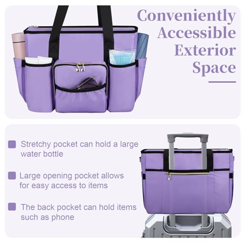 Wigojoy Nurse Bag, Work Bags with 15.6-inch Laptop Compartment, Teacher bag with Large Cup Holder, Nursing Tote Bag with Insulated Pocket for Nurses, Teachers, Students, and Professionals, Purple - Image 4