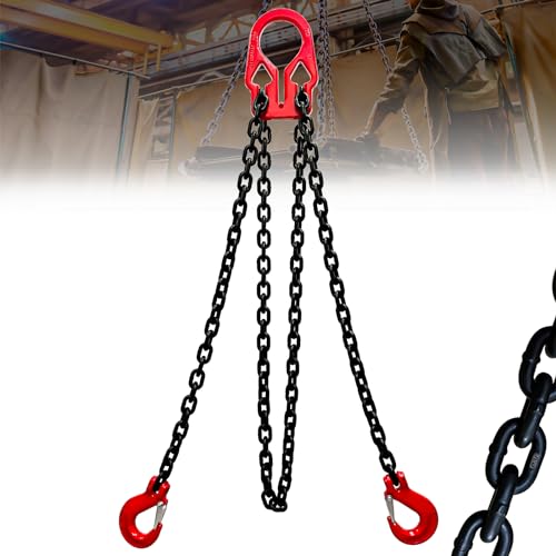 FITHOIST 10Ft Adjustable Chain Sling 5/16", 3.18 Ton, G80 Alloy Steel 2 Way Chain Slings Double Leg Slings Lifting with 2 Safety Grab Hooks Heavy Duty for Engine Hoist Lifts… - Image 1