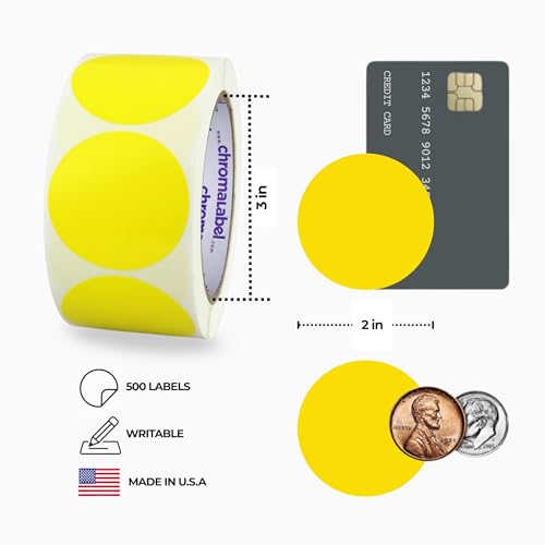 ChromaLabel 2 inch Color-Code Dot Labels | 500/Roll (Yellow) - Image 4