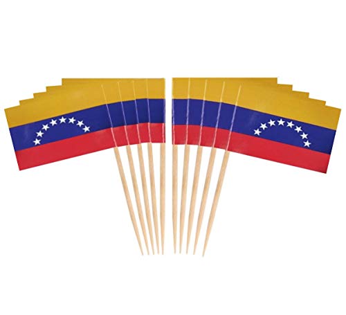JAVD CYPS 100 Pcs Venezuela Flag Venezuelans Toothpick Flags Small Mini Stick Cupcake Toppers Venezuelans FlagsCountry Picks Party Decoration Celebration Cocktail Food Bar Cake Flags - Image 2