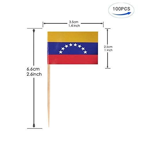 JAVD CYPS 100 Pcs Venezuela Flag Venezuelans Toothpick Flags Small Mini Stick Cupcake Toppers Venezuelans FlagsCountry Picks Party Decoration Celebration Cocktail Food Bar Cake Flags - Image 5