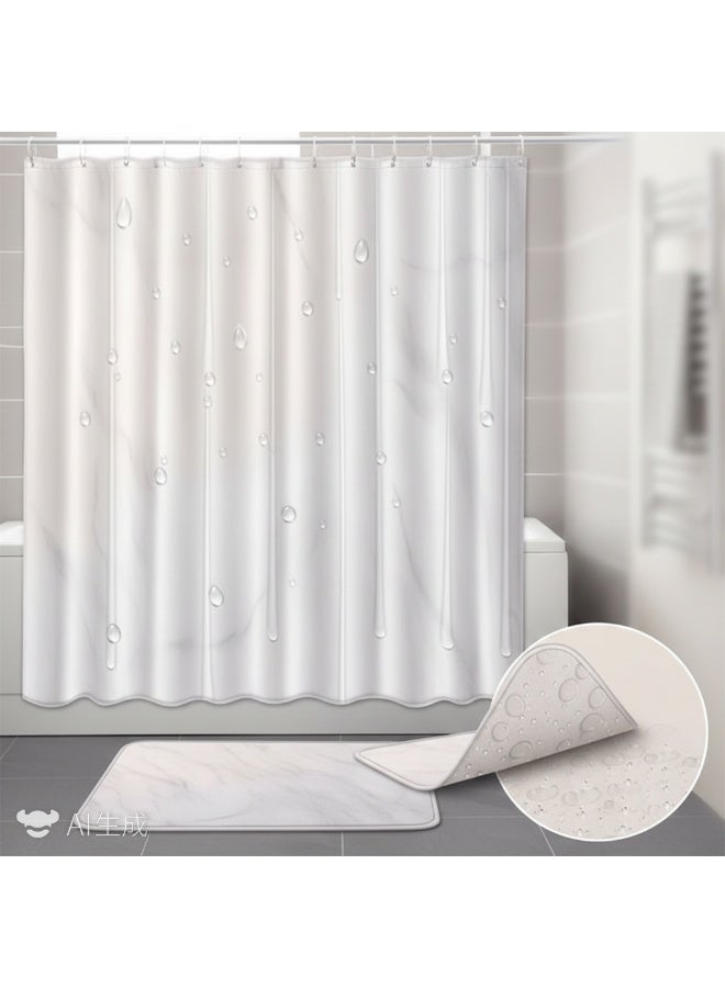 Bluejw 4 قطع ستارة دش مقاومة للماء وغطاء غطاء المرحاض الركيزة البساط عدم الانزلاق حمام حصيرة الحمام اكسسوارات الديكور - Image 3