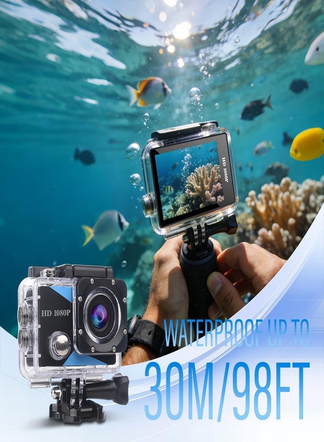 Nvgfelis Action Camera 1080P Sports Camera 16GB Memory Card Action Cam 131ft Underwater Waterproof with 2 X Batteries with Accessories Kit Suitable for Helmet, Bicycle, etc. - Image 2