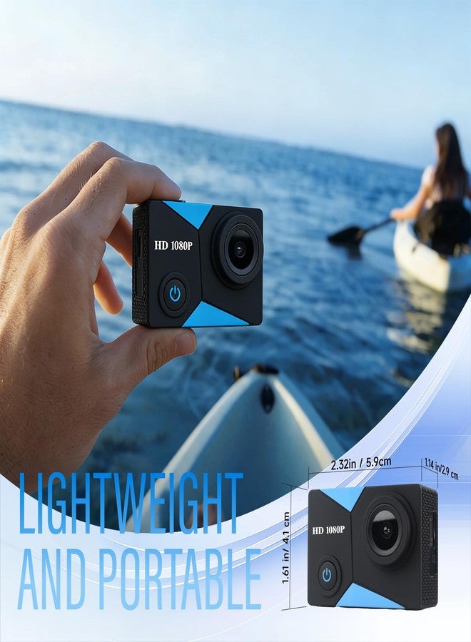Nvgfelis Action Camera 1080P Sports Camera 16GB Memory Card Action Cam 131ft Underwater Waterproof with 2 X Batteries with Accessories Kit Suitable for Helmet, Bicycle, etc. - Image 4