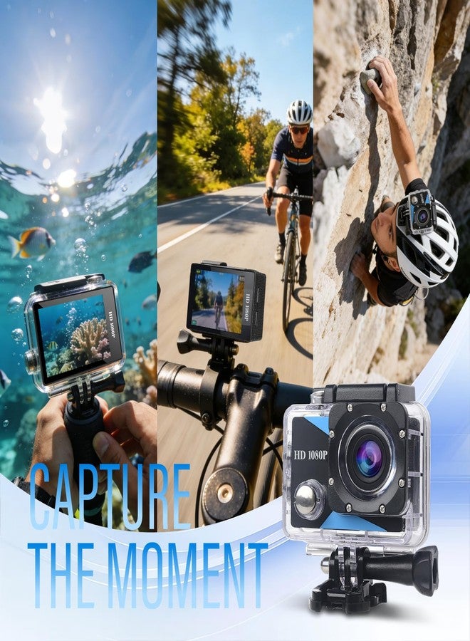 Nvgfelis Action Camera 1080P Sports Camera 16GB Memory Card Action Cam 131ft Underwater Waterproof with 2 X Batteries with Accessories Kit Suitable for Helmet, Bicycle, etc. - Image 3