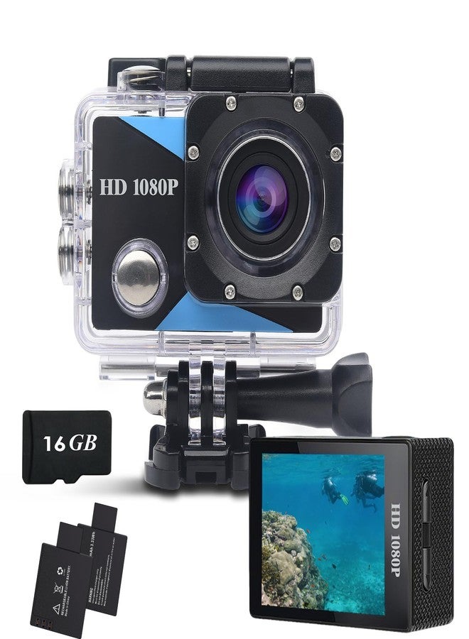 Nvgfelis Action Camera 1080P Sports Camera 16GB Memory Card Action Cam 131ft Underwater Waterproof with 2 X Batteries with Accessories Kit Suitable for Helmet, Bicycle, etc. - Image 1