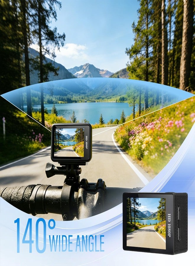 Nvgfelis Action Camera 1080P Sports Camera 16GB Memory Card Action Cam 131ft Underwater Waterproof with 2 X Batteries with Accessories Kit Suitable for Helmet, Bicycle, etc. - Image 5
