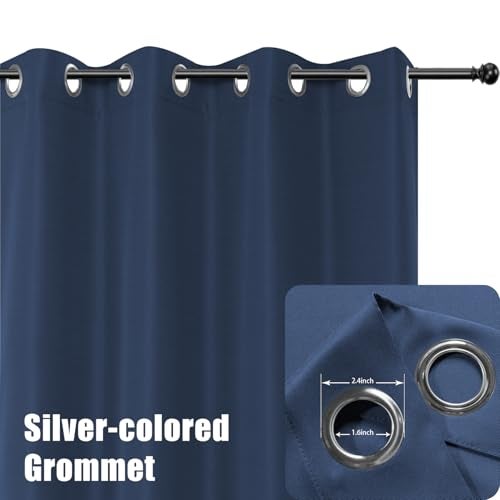 BONZER Outdoor Waterproof Curtains for Patio Privacy Grommet Light Filtering Outside Curtains for Gazebo, Porch, Pergola, Pavilion, 1 Panel, 54W x 84L inch, Navy - Image 2