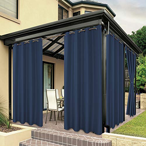 BONZER Outdoor Waterproof Curtains for Patio Privacy Grommet Light Filtering Outside Curtains for Gazebo, Porch, Pergola, Pavilion, 1 Panel, 54W x 84L inch, Navy - Image 1