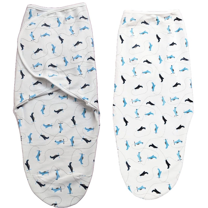 MammaChamp 100 Cotton SwaddleWrapBlanketAdjustable Sleeping Bag Sack for NewbornInfant Baby 03 Months Aeroplane Aeroplane Pack of 2