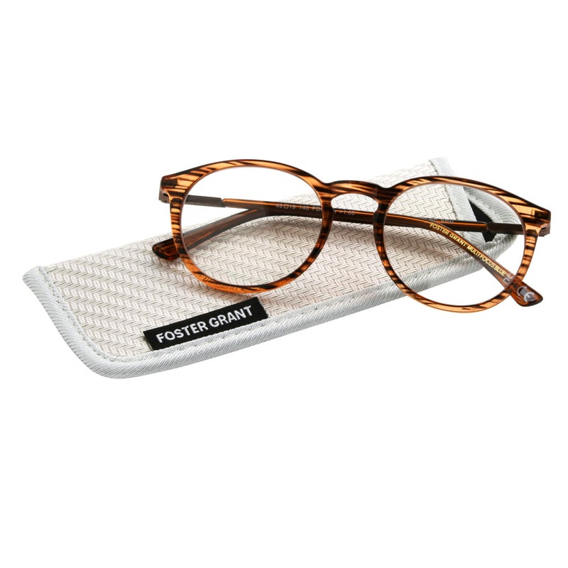 Foster Grant McKay Multifocus Round Reading Glasses  Brown/Transparent  48 mm + 3 - Image 2