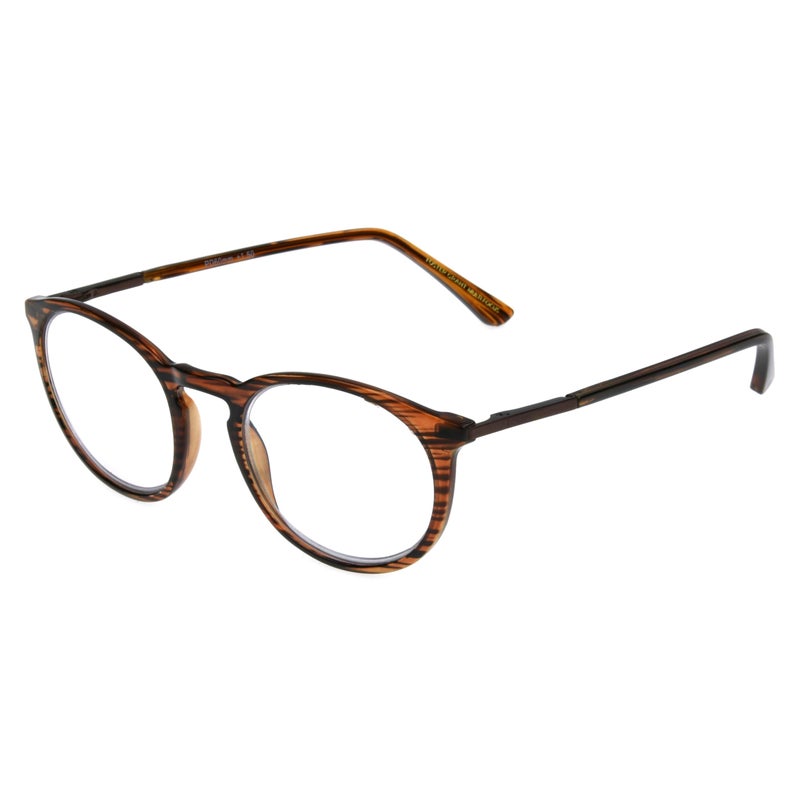 Foster Grant McKay Multifocus Round Reading Glasses  Brown/Transparent  48 mm + 3 - Image 1
