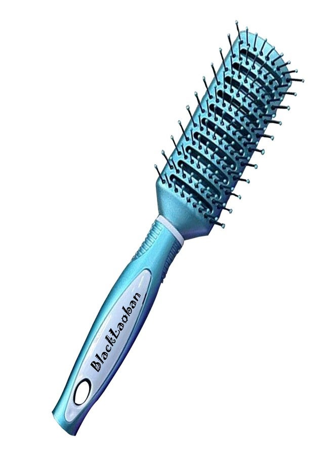 BlackLaoban Anti-Static Massage Flat Hair Brush Nylon Bristle Hair Brush For Blow Drying, Styling, Curling, Straighten All Type Hairs For Women & Men New Strong (Blue) - Image 1