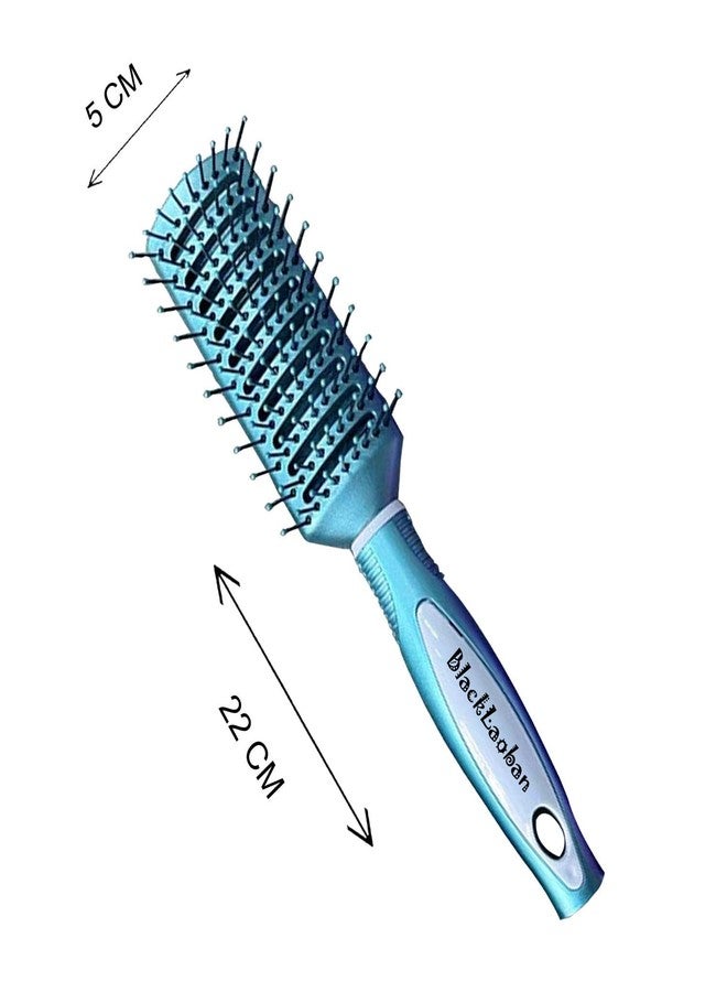 BlackLaoban Anti-Static Massage Flat Hair Brush Nylon Bristle Hair Brush For Blow Drying, Styling, Curling, Straighten All Type Hairs For Women & Men New Strong (Blue) - Image 2