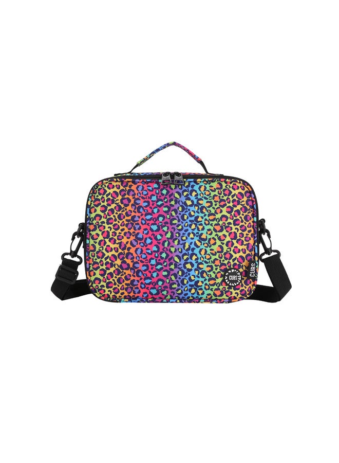 CUBS Leopard Print Waterproof Lunch Bag With Removable Shoulder Strap Carrying Your Favorite Meals To School Work Or While Traveling - Image 1